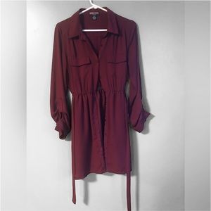 Dark Purple Collared Belted Button Up Seductions by Sirens Shirt Dress Large